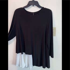 Long black flowy shirt with white accent, like new